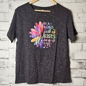 Teedino Daisy Graphic Tee Inspirational Floral T Shirt NWT Large